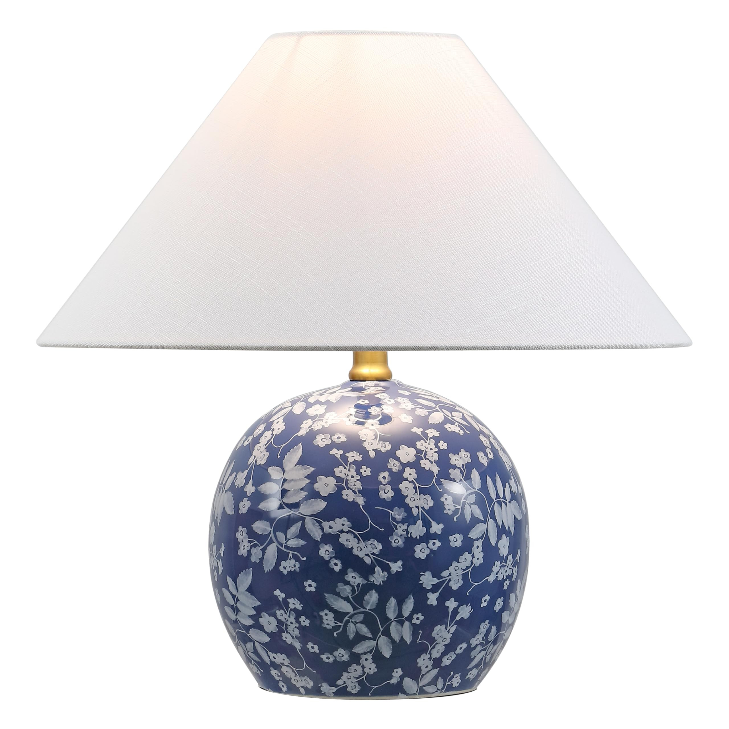 JONATHAN Y 17.25" Blue/White Modern Cottage Floral Ceramic Globe Table Lamp for Bedroom, White Linen Shade, LED Bulb Included, French Country Home Decor JYL5508A - Amazon.com | Amazon (US)