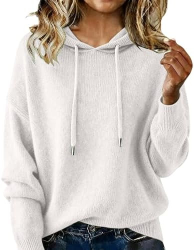 Tatumaie Cozy Cashmere Sweaters for Women Long Sleeve Knits Hoodie Lightweight Pullover Merino Wo... | Amazon (US)