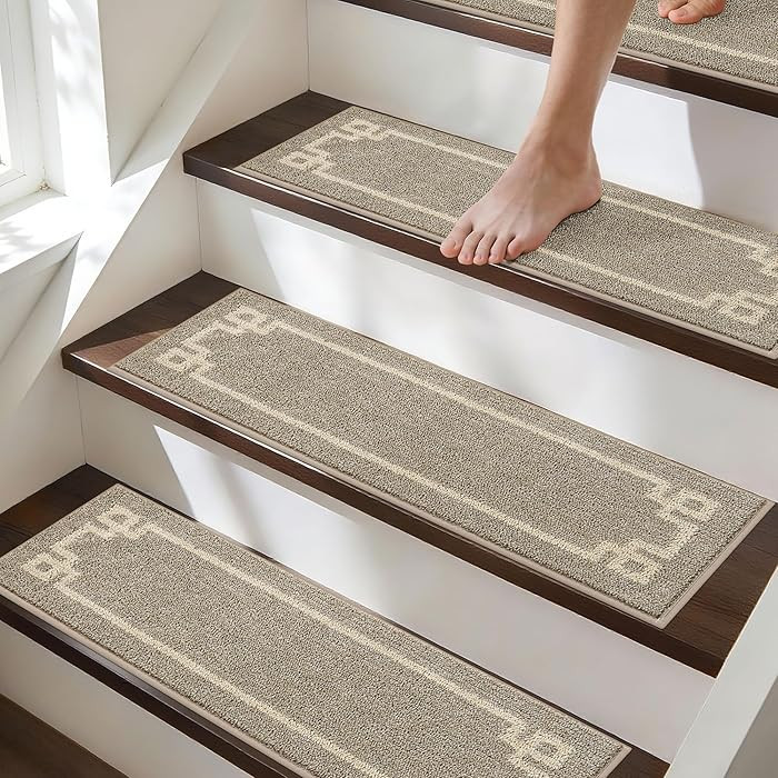 BEQHAUSE Stair Treads for Wooden Steps Non Slip Washable Carpet Stair Treads with Reusable Residu... | Amazon (US)