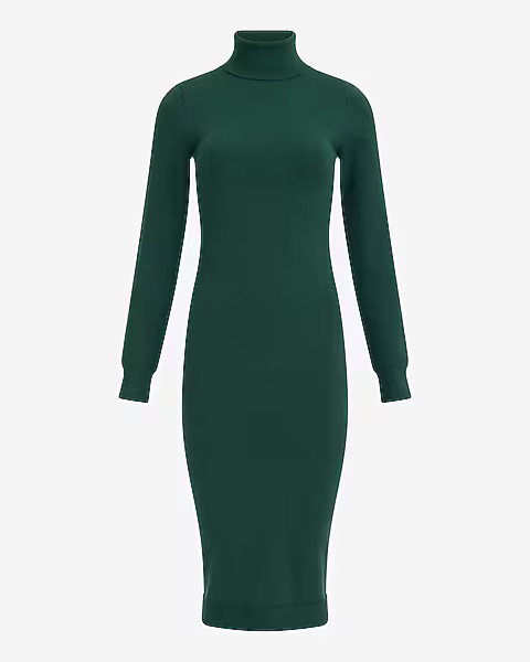 Airy Soft Turtleneck Long Sleeve Midi Sweater Dress | Express