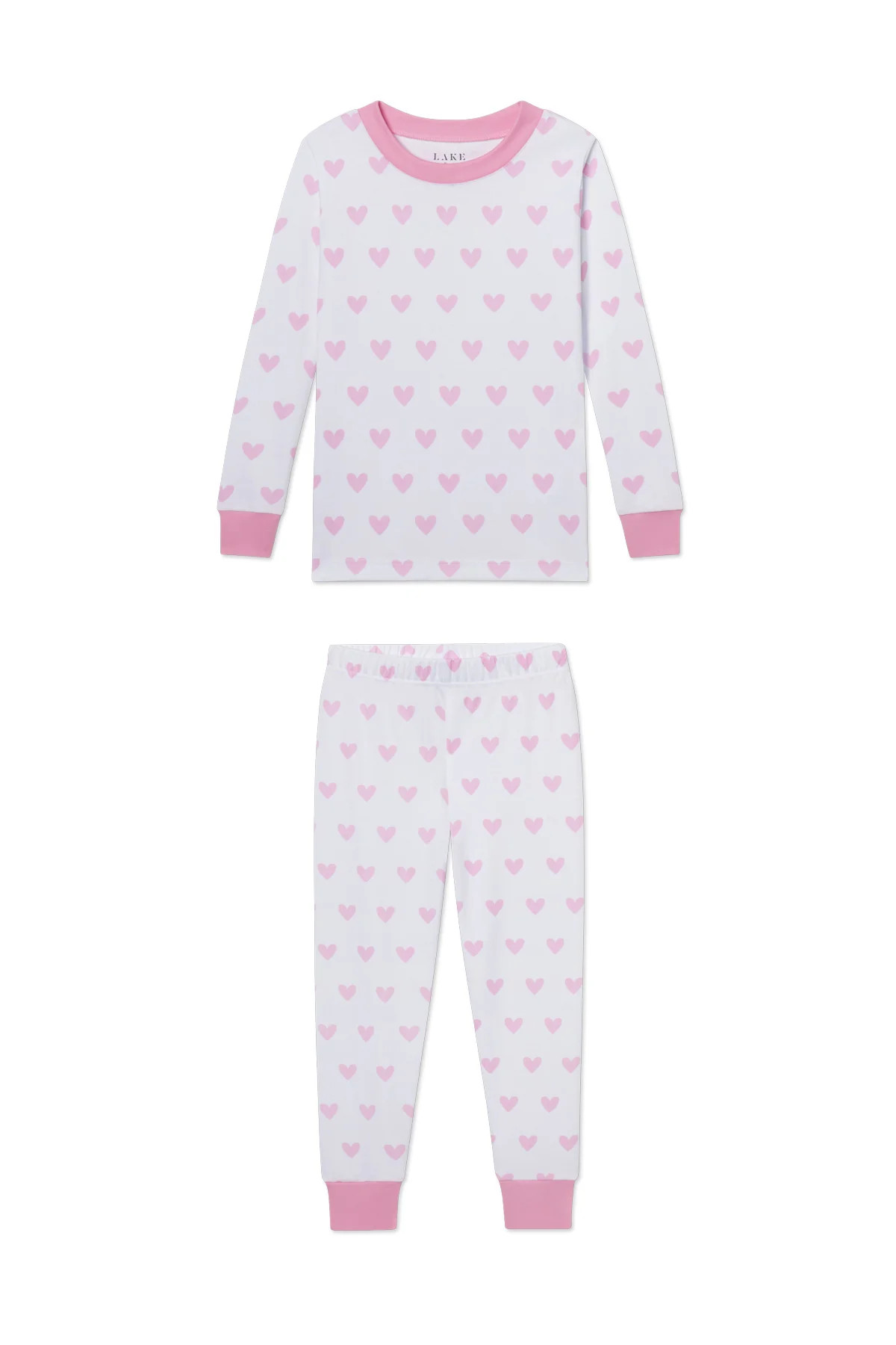 Kids Long-Long Set in Darling Pink Heart | Lake Pajamas