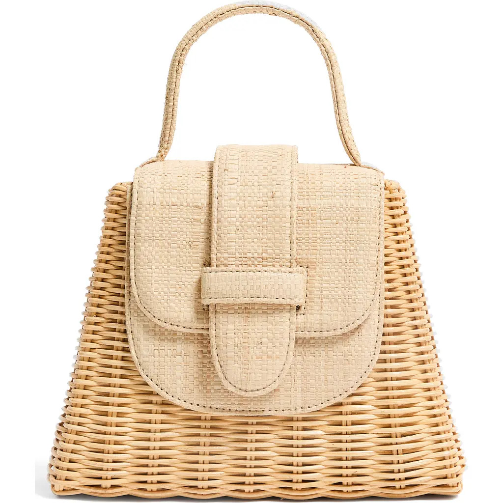 Pamela Munson The Petite Lady Rattan & Raffia Top Handle Bag in Natural at Nordstrom | Nordstrom