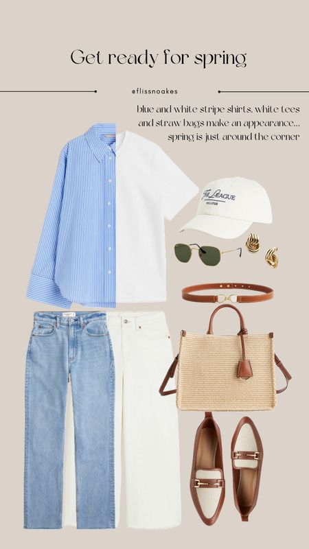 Blue and white striped shirts, white tees and straw bags make an appearance… spring is just around the corner 🤍🌸

#h&m #hmoutfit 

#LTKstyletip #LTKSeasonal #LTKshoecrush