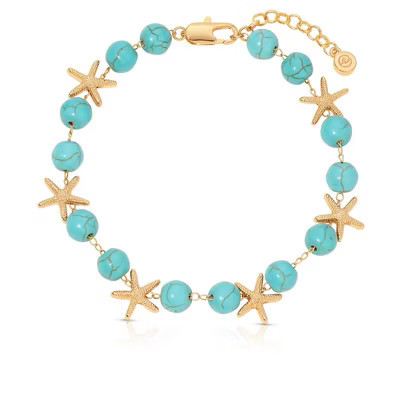 Starfish and Turquoise Beaded Anklet - Ettika | Target