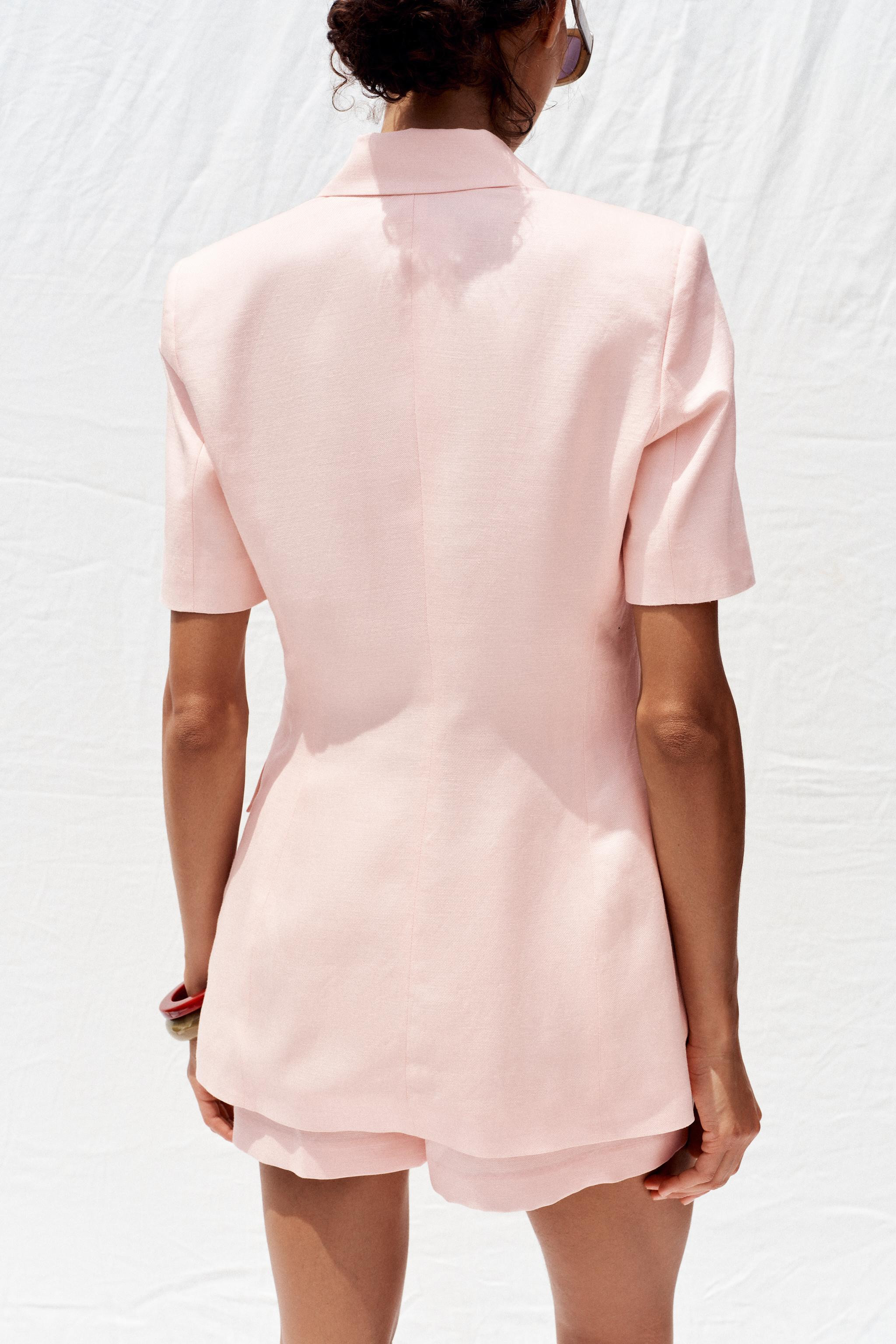 FITTED SHORT SLEEVE LINEN BLAZER | Zara US