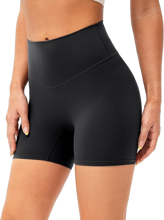 Lavento Women's Naked Feeling Biker Shorts - High Waisted Ultra Soft Workout Yoga Shorts - 5" / 6... | Amazon (US)