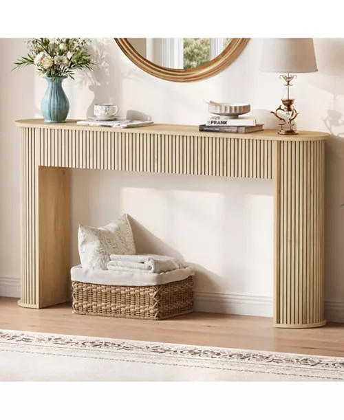 Fluted Console Table, Oval-Top Entryway Sofa Table with Ribbed Legs, Modern Accent Table for Livi... | Macy's