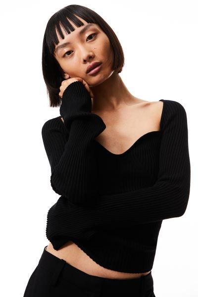 Rib-knit Sweater - Black - Ladies | H&M US | H&M (US + CA)