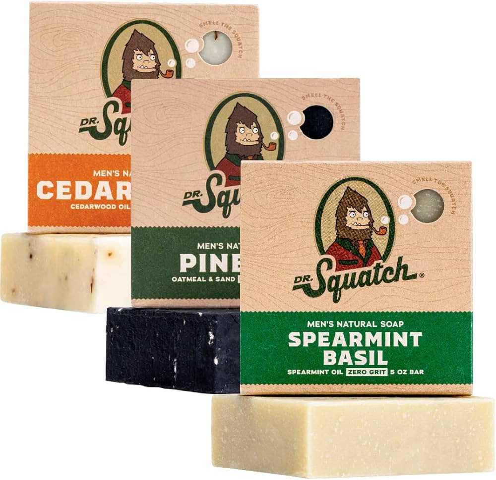 Dr. Squatch All Natural Bar Soap for Men, 3 Bar Variety Pack, Pine Tar, Cedar Citrus and Spearmin... | Amazon (US)