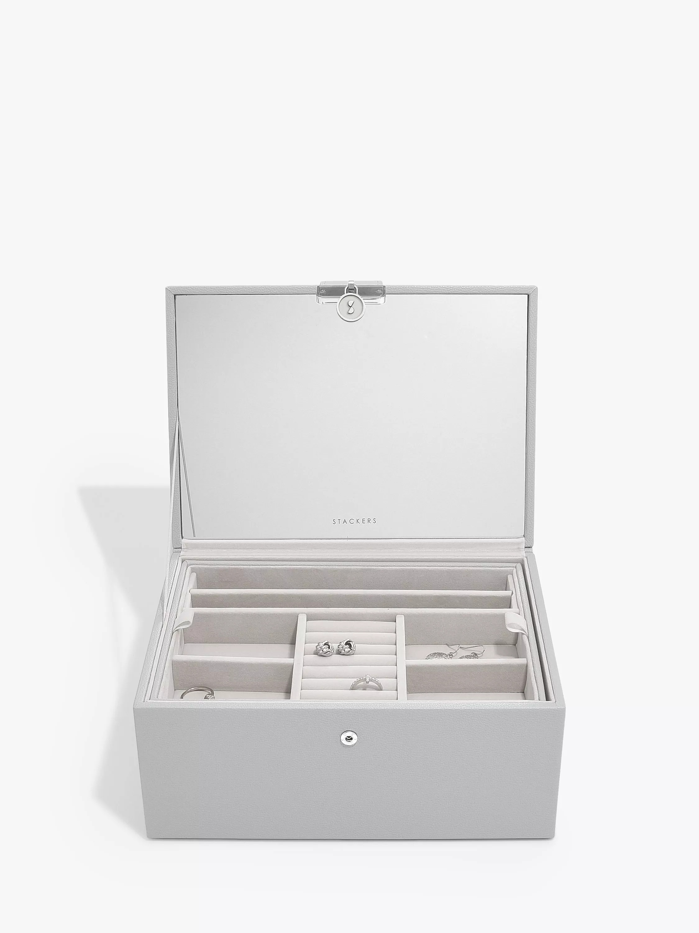StackersLuxury Classic Jewellery Box, Grey | John Lewis (UK)