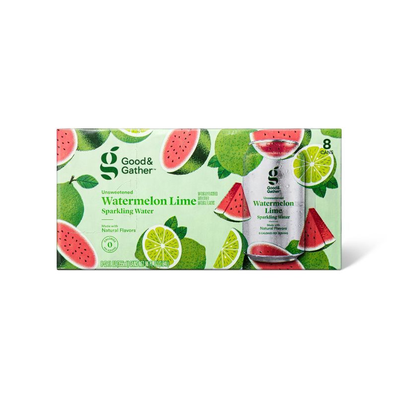 Watermelon Lime Sparkling Water - 8pk/12 fl oz Cans - Good & Gather™ | Target