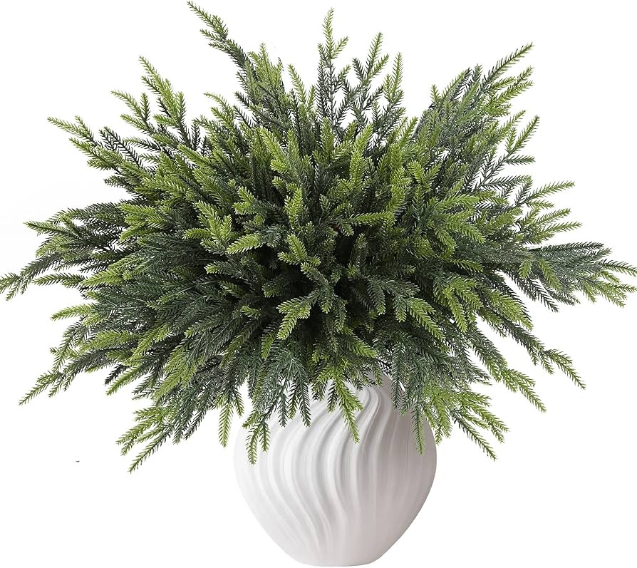 Sggvecsy 12 Pcs Christmas Norfolk Pine Branches 17’’ Real Touch Artificial Christmas Branches... | Amazon (US)