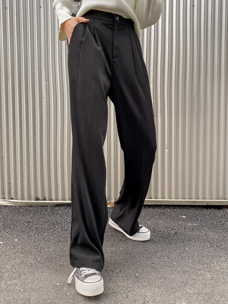 DAZY Solid Plicated Tailored Pants | SHEIN