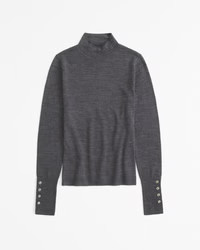 Women's Merino Wool Button Sleeve Mockneck Top | Women's Womens Search L2 | Abercrombie.com | Abercrombie & Fitch (UK)