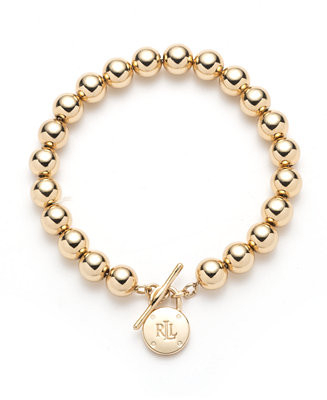 Gold-Tone Logo Beaded Bracelet | Macy's