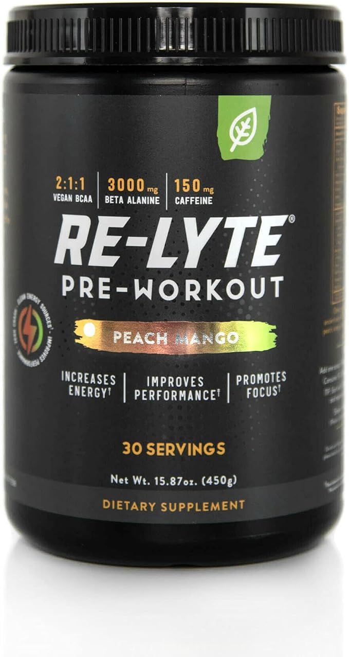 REDMOND Re-Lyte Pre-Workout Drink Mix, Peach Mango, 15.87oz | Amazon (US)