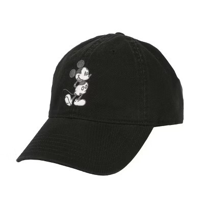 Disney Mickey Mouse Black & White Character Art Black Unstructured Baseball Cap | Target