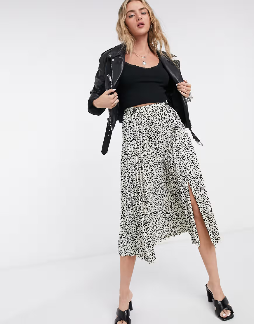 Topshop animal print skirt in monochrome-Multi | ASOS (Global)