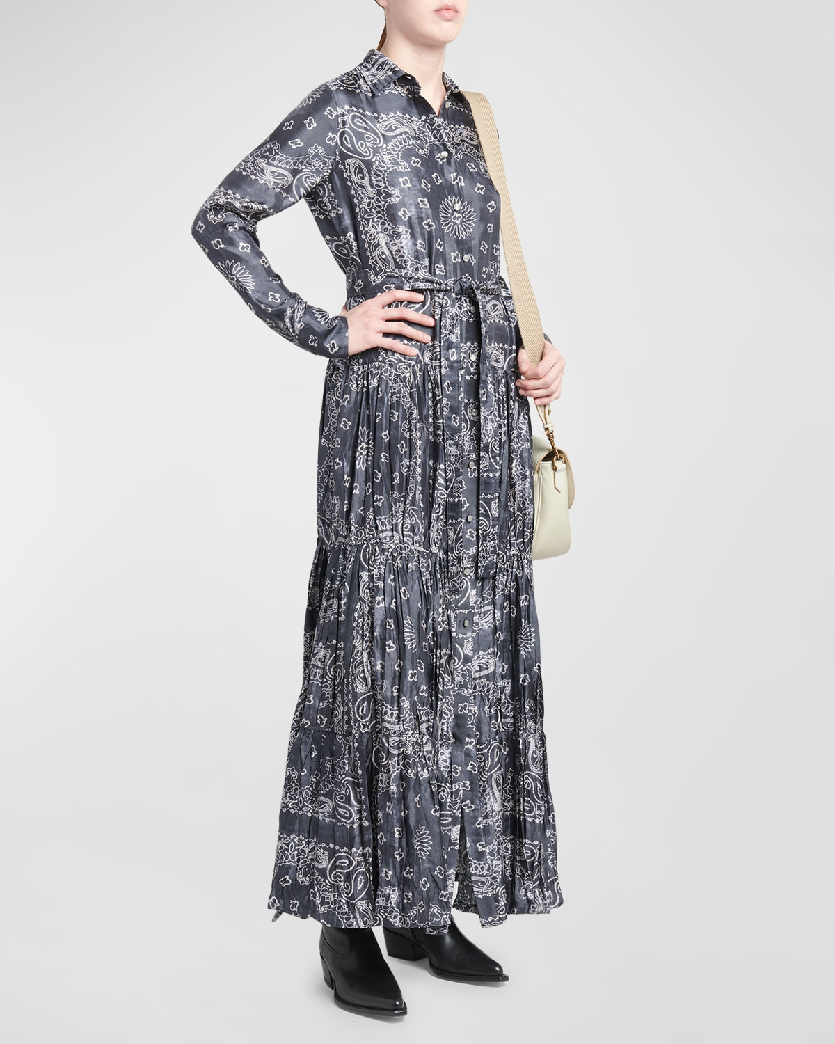 Bandana Print Long Sleeve Maxi Shirtdress | Neiman Marcus