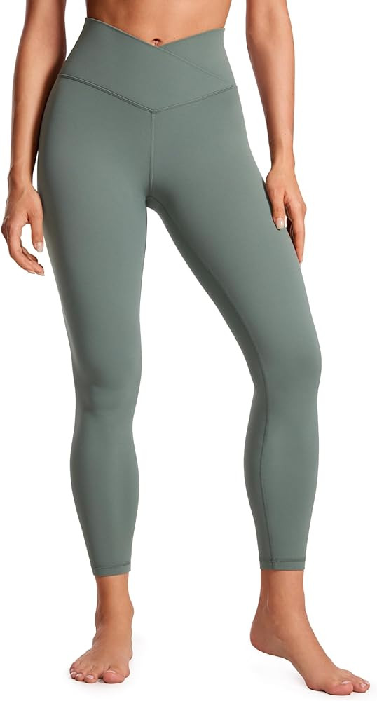 CRZ YOGA Womens Butterluxe Cross Waist Workout Leggings 25 Inches - V Crossover High Waisted Gym ... | Amazon (US)