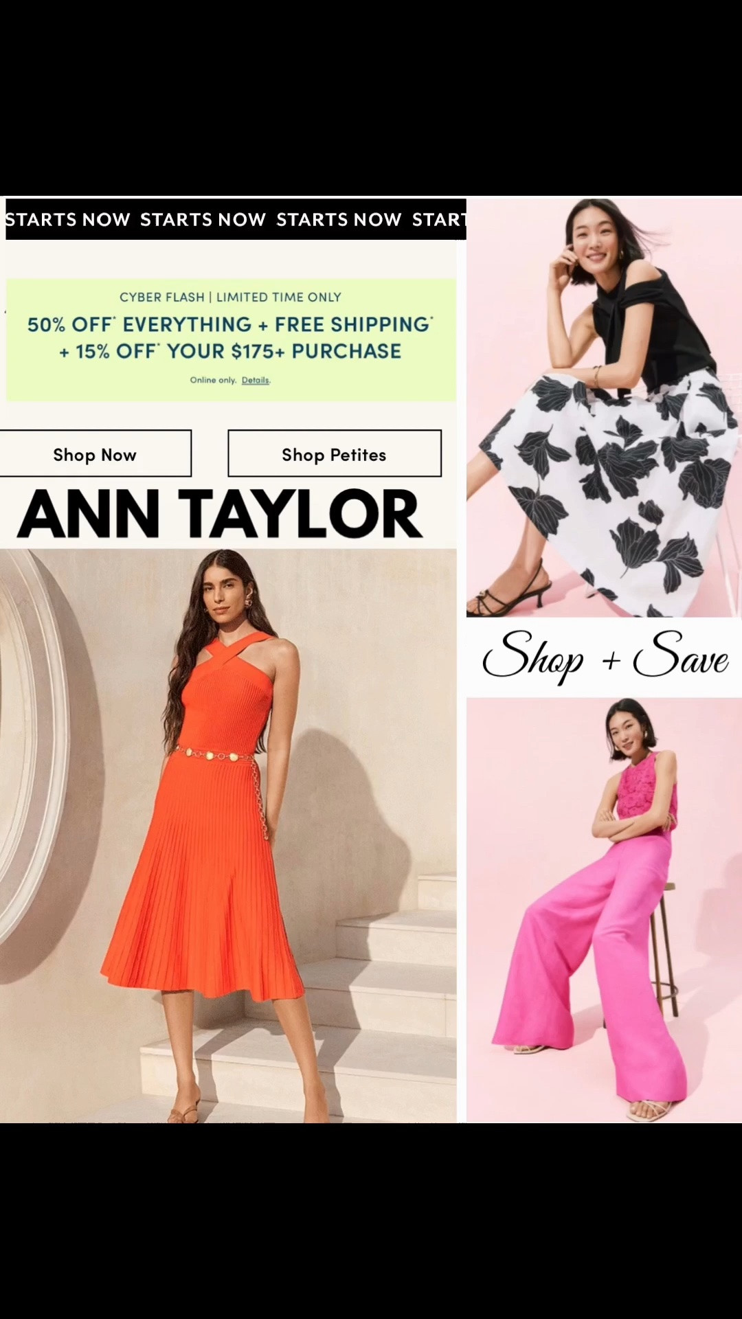 Cyber Weekend SALE at Ann Taylor ‼️ 50% OFF Site Wide + FREE Shipping ‼️ Spend $175 and score an additional 15% OFF your total Purchase!!!
Refresh your Summer Closet 
#LTKTravel #LTKSeasonal
#LTKootd #LTKSaleAlert #LTKWorkwear
#LTKgrwm #LTKTravel #LTKPetite
https://liketk.it/6gm2S