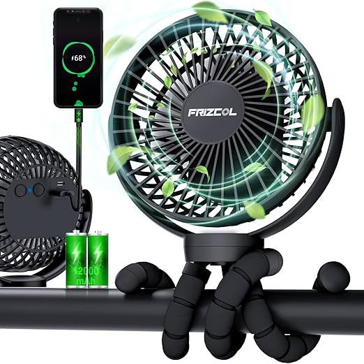 Portable Stroller Fan, Use As Power Bank, 65H 12000mAh Battery Operated Fan Flexible Tripod Baby ... | Amazon (US)