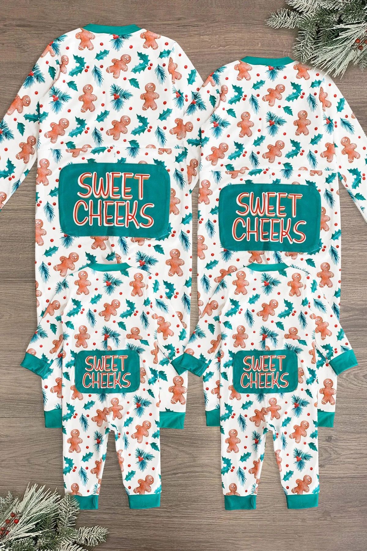 "Sweet Cheeks" Gingerbread Holly Family Pajamas | Sparkle In Pink
