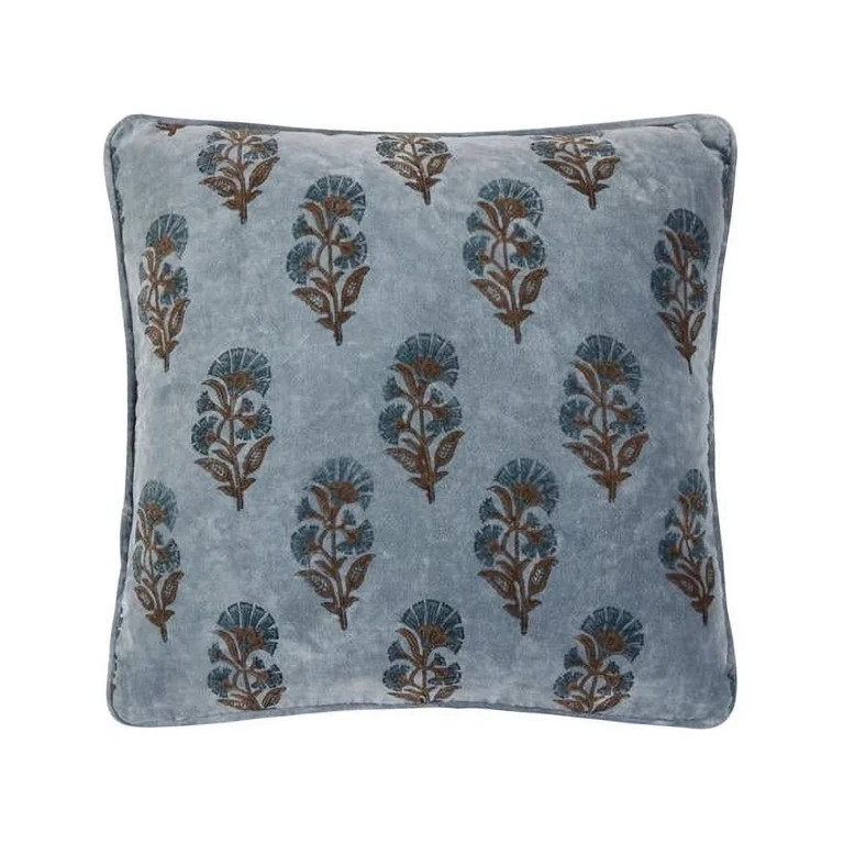 Peking Handicraft 24KTW2C20SQ 20 x 20 in. Block Print Velvet Mughal Flower Poly Fill Pillow, Mult... | Walmart (US)