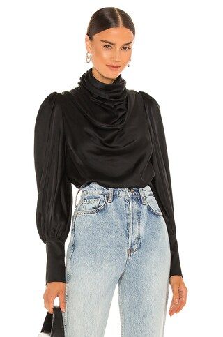 Zimmermann Silk Cowl Blouse in Black from Revolve.com | Revolve Clothing (Global)