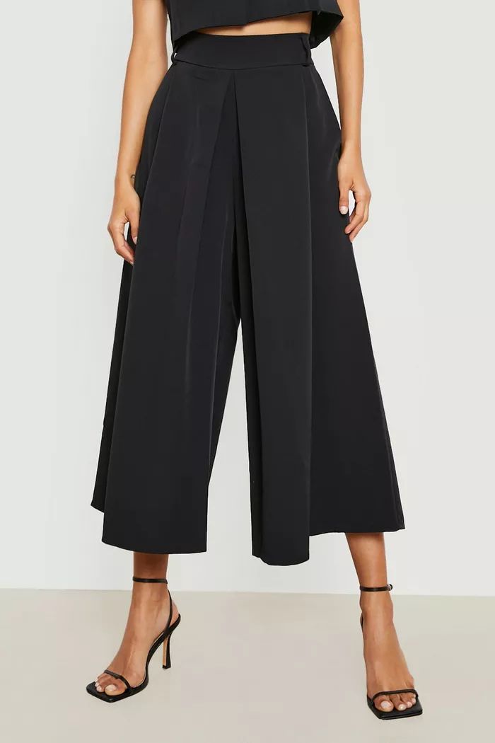 TAILORED CROPPED WAISTCOAT & Pleat Front Wide Leg Tailored Culottes | Boohoo.com (UK & IE)