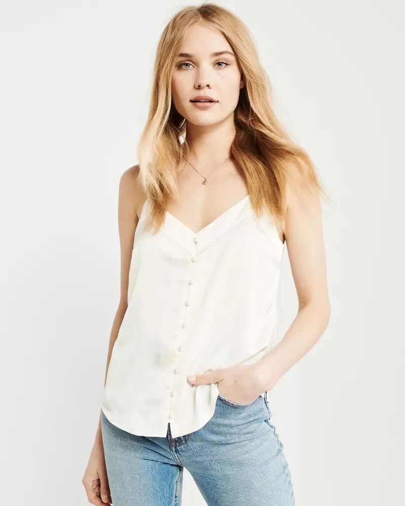 Button-Up Satin Cami | Abercrombie & Fitch US & UK