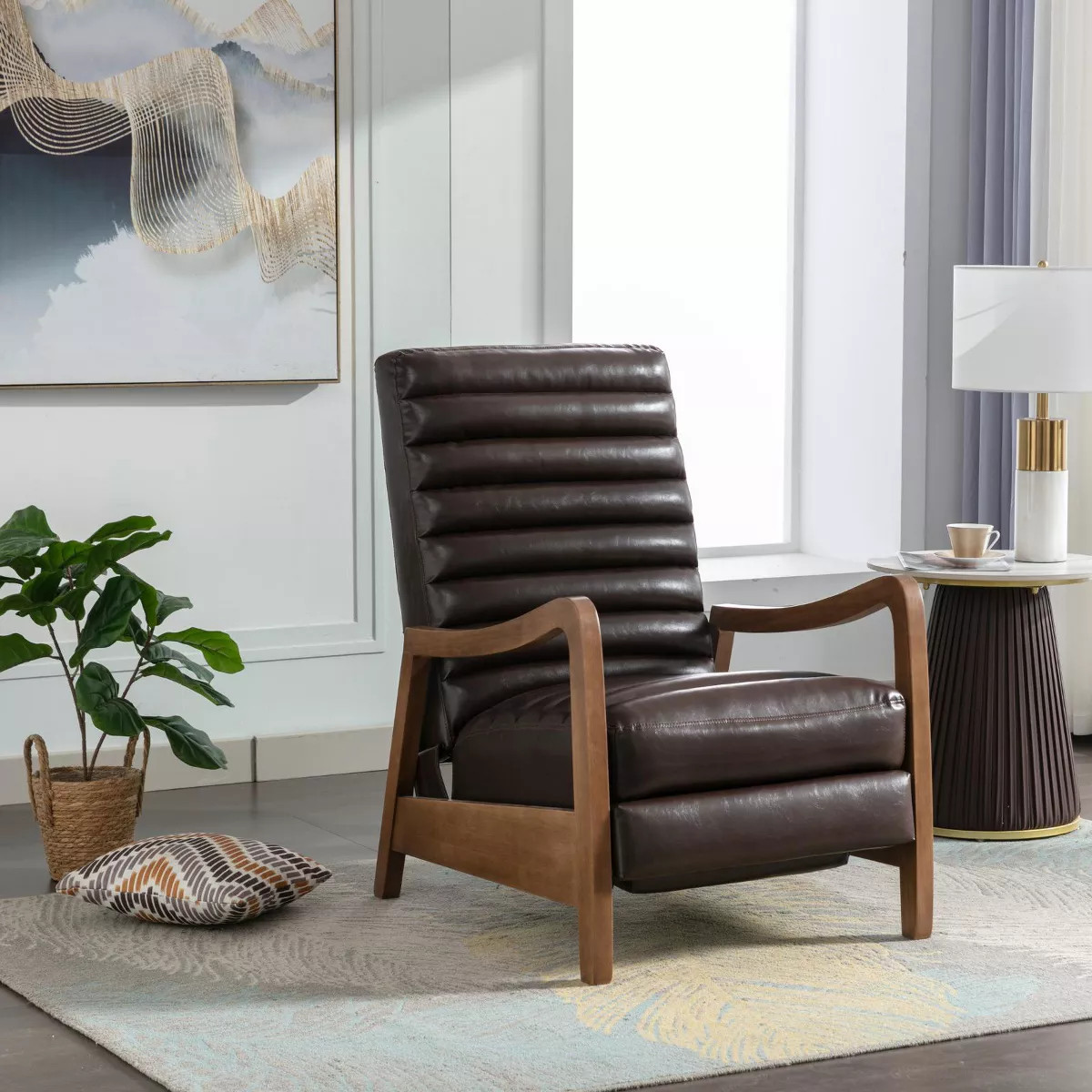 Bestier 26" Recliner Chair for Adult, Luxurious Oil Wax Leather Arm Chair with Footrest, Upholste... | Target