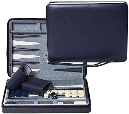 WE Games Blue Magnetic Backgammon Set with Carrying Strap - Travel Size | Amazon (US)