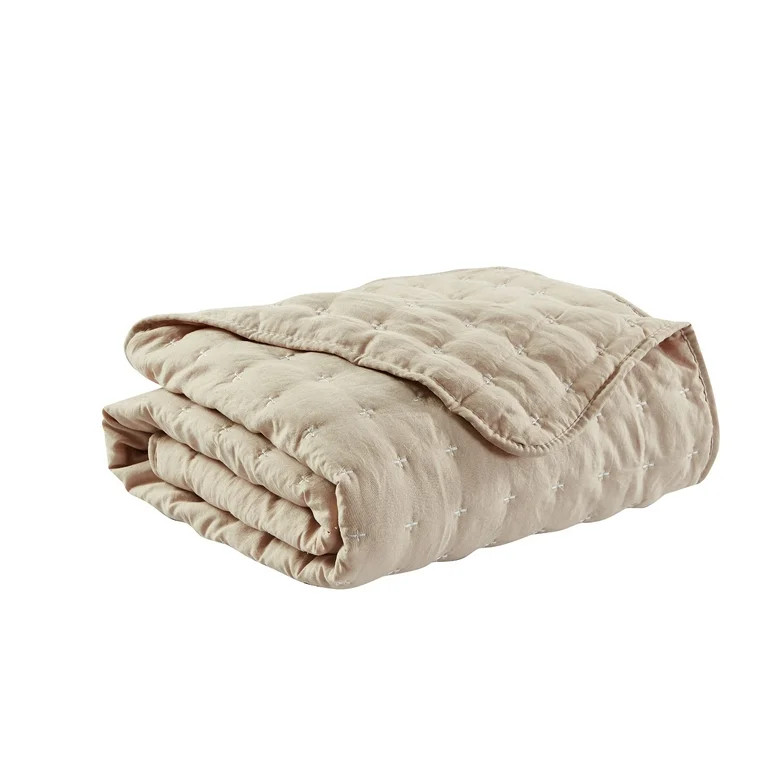 Harper Lane Ruse Cross Stitch Throw Tan | Walmart (US)