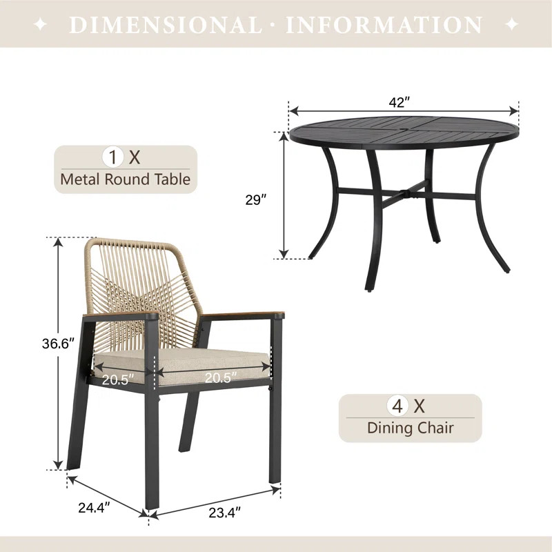 Dayshanay 4-Person Round Rattan Patio Dining Set | Wayfair North America