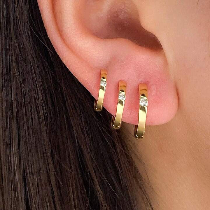 3pcs Metal Elegant Personality High-Level Sense Of Diamonds Round Earrings Earrings Women's Daily... | SHEIN