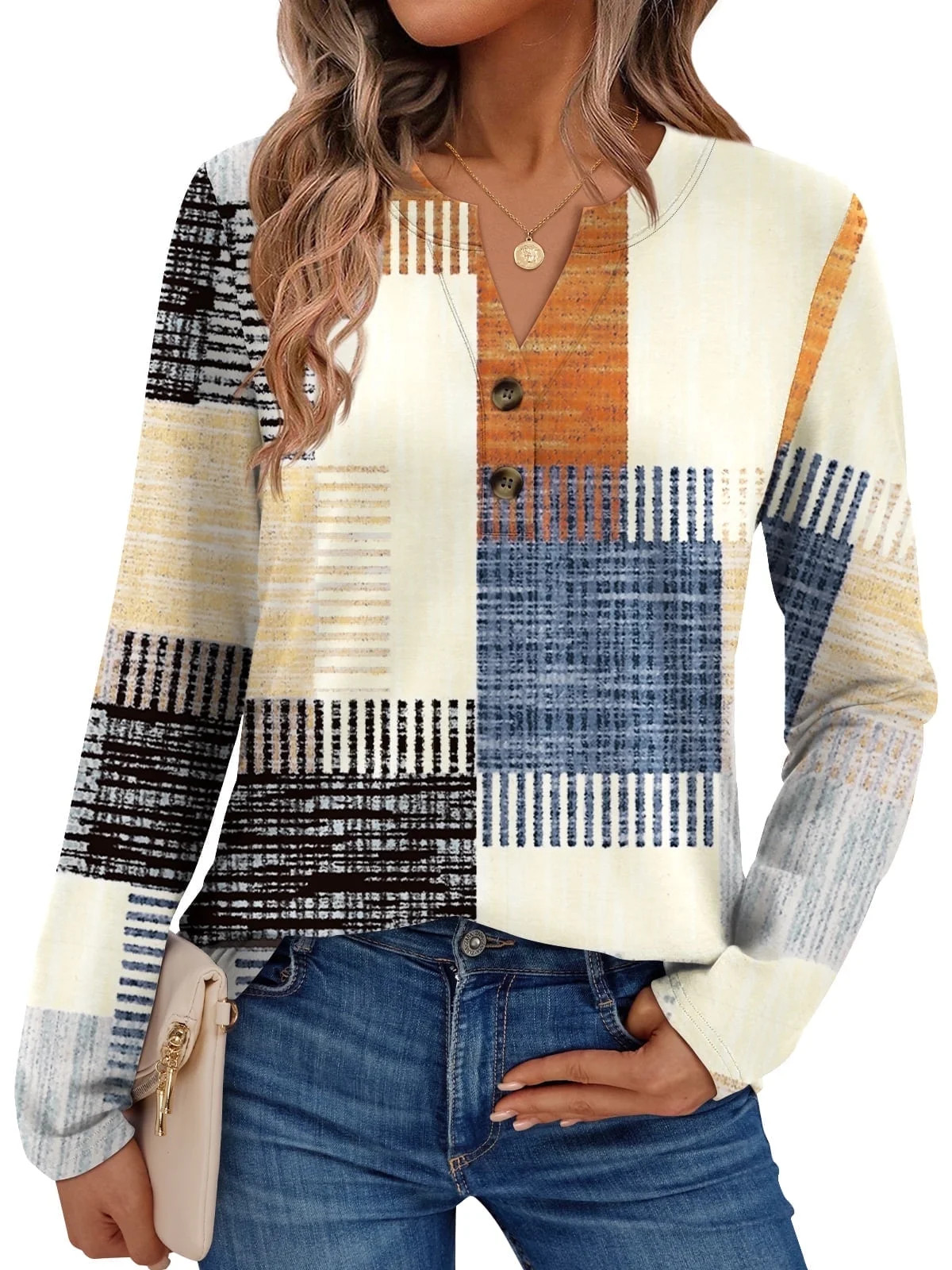 SUNBS Henley Blouses for Women Long Sleeve Shirts Fall Fashion Dressy Casual Tops Cute Work Outfi... | Walmart (US)