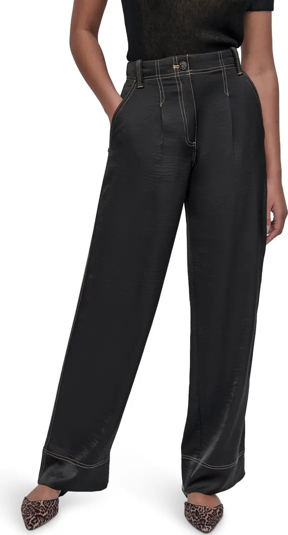 DKNY Glazed Contrast Stitch Straight Leg Pants | Nordstrom | Nordstrom