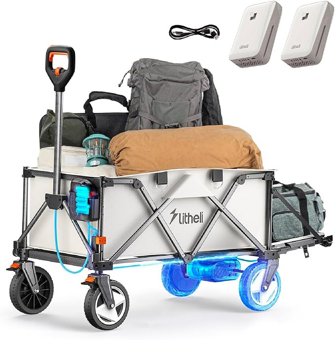 Litheli Electric Wagon Cart with 2 Battery, All-Terrain Wheels & Variable Speed | 200L Capacity, ... | Amazon (US)