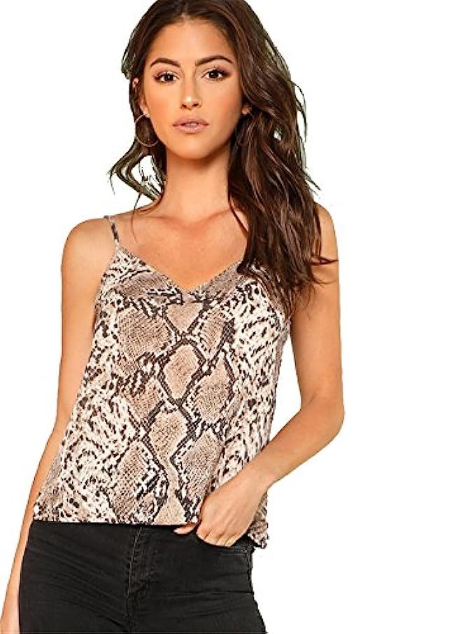 Romwe Women's Animal Snake Skin Graphic Print Cami Top | Amazon (US)