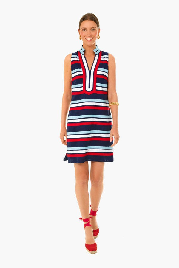 Navy Striped Sleeveless Classic Tunic Dress | Tuckernuck (US)