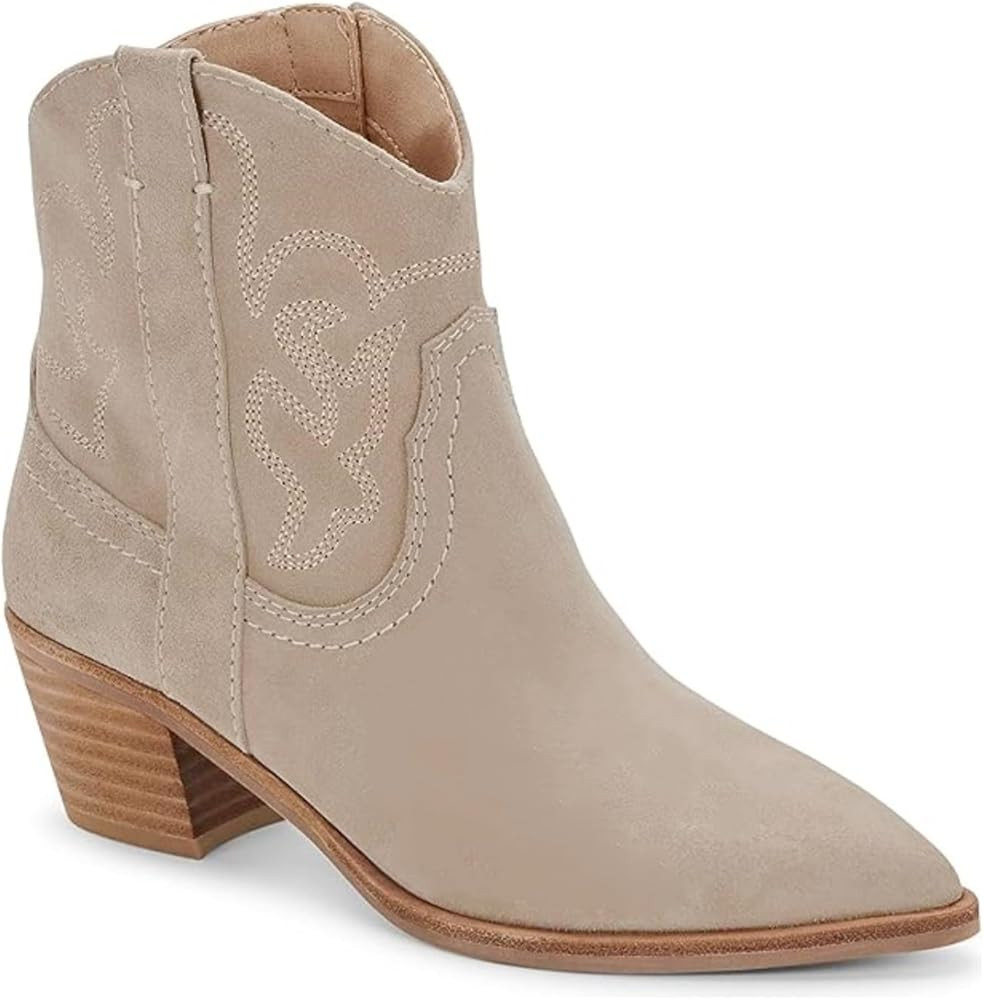 Women's Cowgirl Western Ankle Boots Pointed Toe Chunky Heel Stitching Cowboy Booties | Amazon (US)