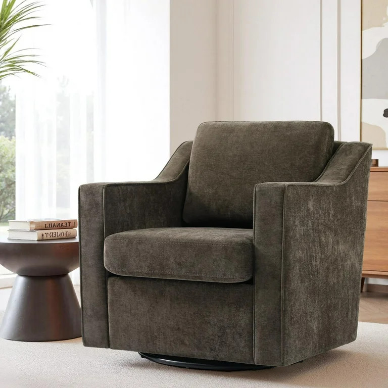 High Back Swivel Accent Chair for Living Room, Modern Upholstered Barrel Arm Chair with Plump Bac... | Walmart (US)