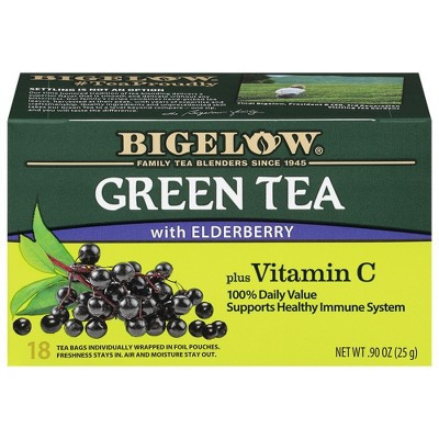 Bigelow Green Tea with Elderberry plus Vitamin C Tea Bags - 18ct | Target