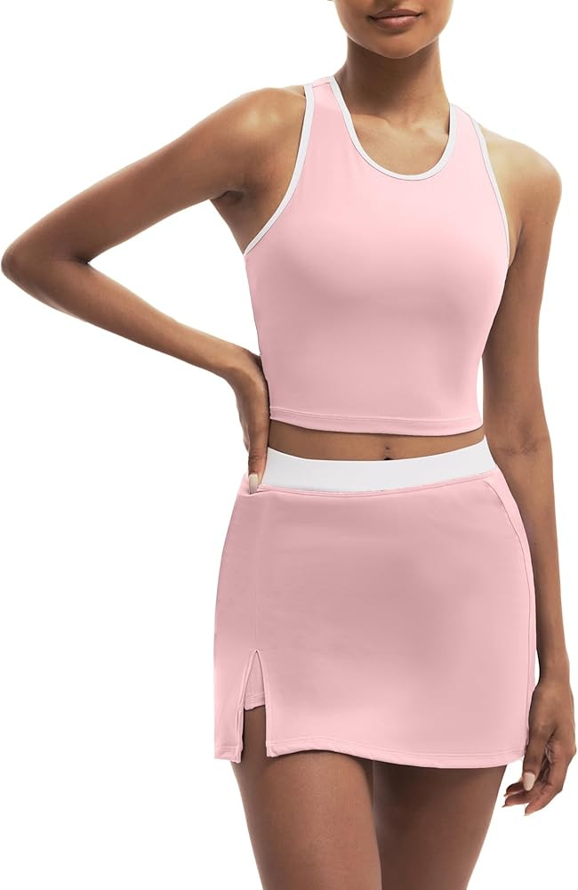 Tennis Dresses for Women Two Piece Tennis Skirt Set with Built-in Bra & Shorts Tennis Golf Outfit... | Amazon (US)