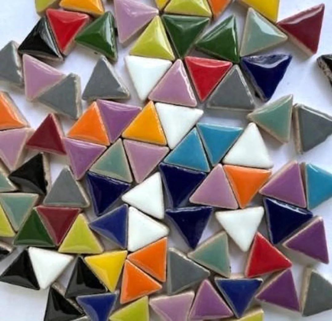 15 Mm Triangles Ceramic Mosaic Tile Pieces - 100 Tiles - Glossy - Mixed Colors - Glossy - Tiny Ti... | Etsy (US)