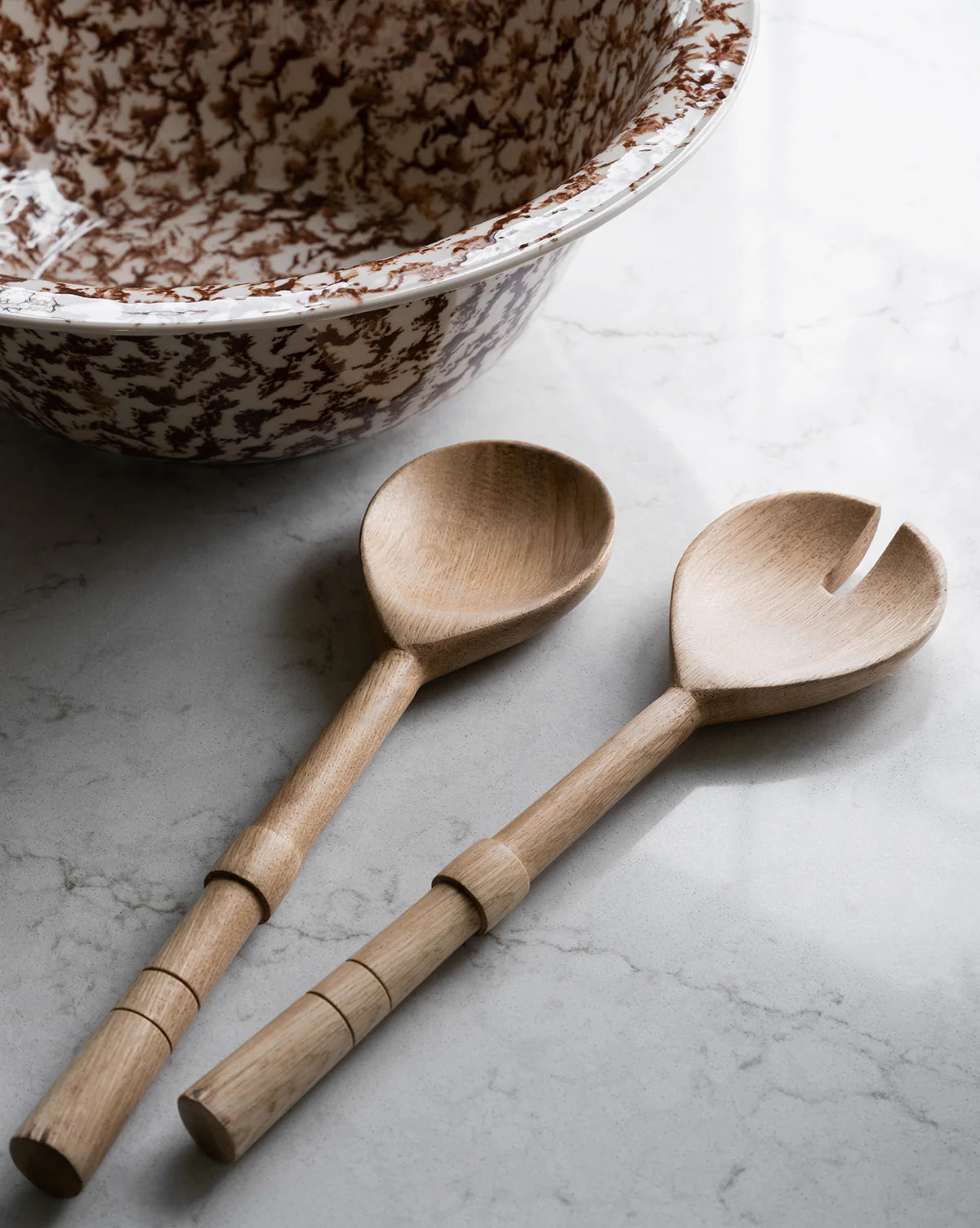 Notched Oak Wood Salad Servers | McGee & Co. (US)