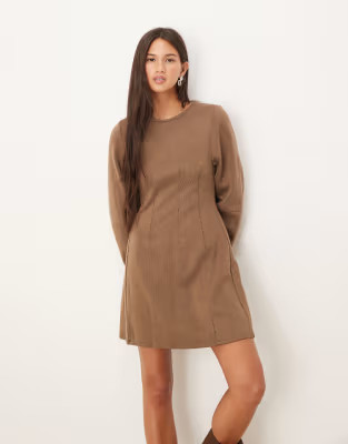 ASOS DESIGN seamed detail sculpted mini dress in mocha | ASOS | ASOS (Global)