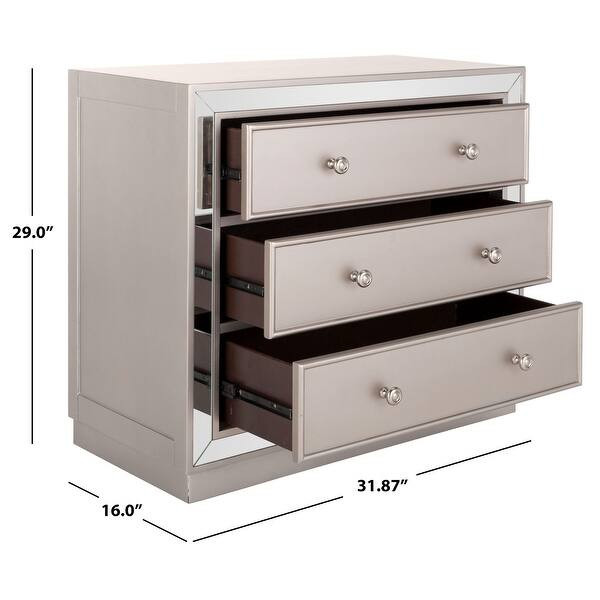 SAFAVIEH Basie Mirrored 3-Drawer Chest - Champagne/Mirror | Bed Bath & Beyond
