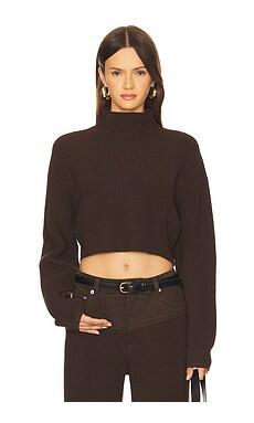 SEROYA Carmen Mid Cropped Sweater in Slate Brown from Revolve.com | Revolve Clothing (Global)